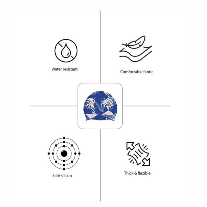 Blue Ferns Swimming Cap for Kids and Adults, 12 years and above.
