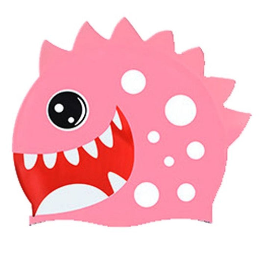 3d White Polka Pink, Silicone Kids Swim Cap, 5 years -15 years