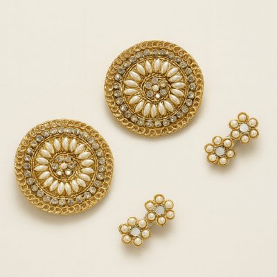 Choko Gold Floral Pearl Hair Clips for Girls with Textured Finish for Festive Styling