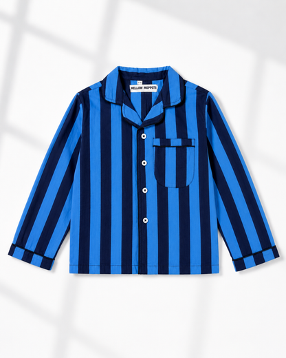Indigo Stripe Cotton Night Suit