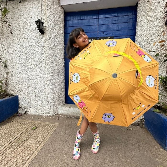 3 Ducklings theme, Unique Mexican Hat Style Kids Umbrella, 5-12 years, Orange