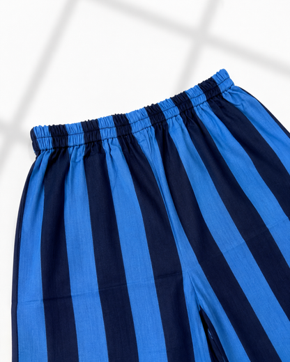 Indigo Stripe Cotton Night Suit