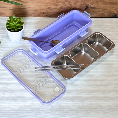 Sleek bento lunch box 3 compartment