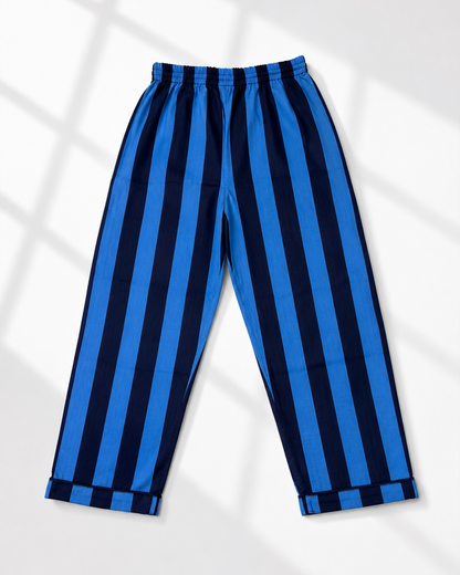 Indigo Stripe Cotton Night Suit