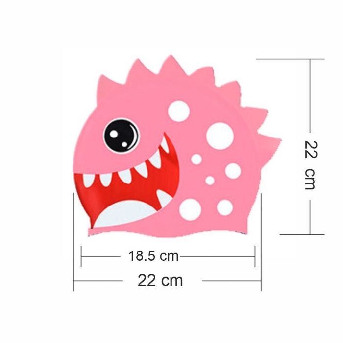 3d White Polka Pink, Silicone Kids Swim Cap, 5 years -15 years