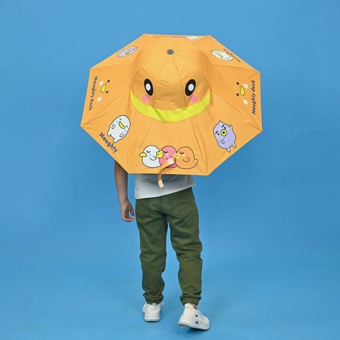 3 Ducklings theme, Unique Mexican Hat Style Kids Umbrella, 5-12 years, Orange