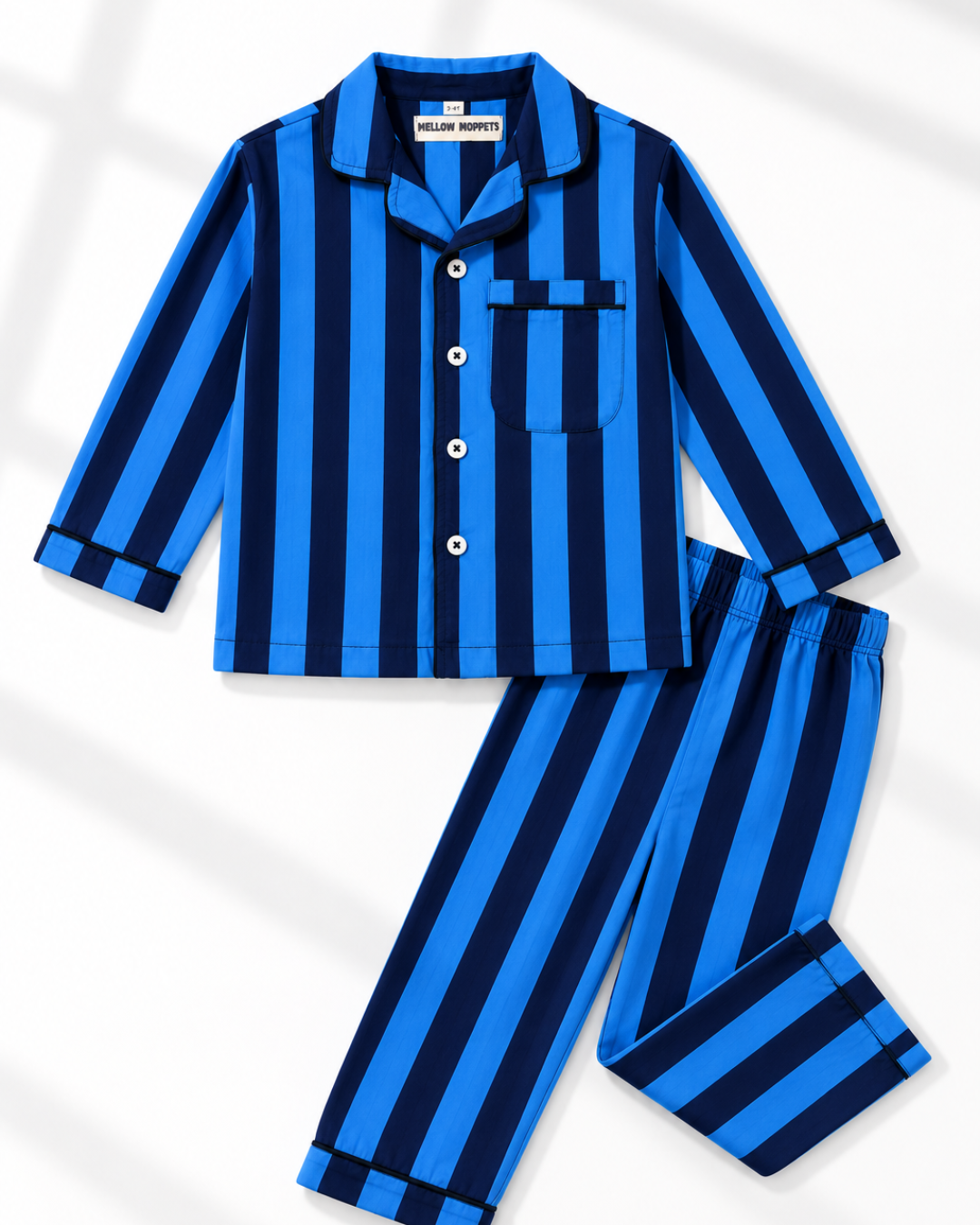 Indigo Stripe Cotton Night Suit