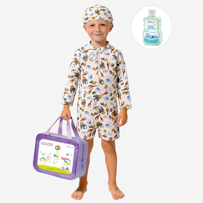 Animal Kingdom Toddlers & Kids Swimwear with matching Swim Cap, plus Free Wash Bag & Free Swim Detergent