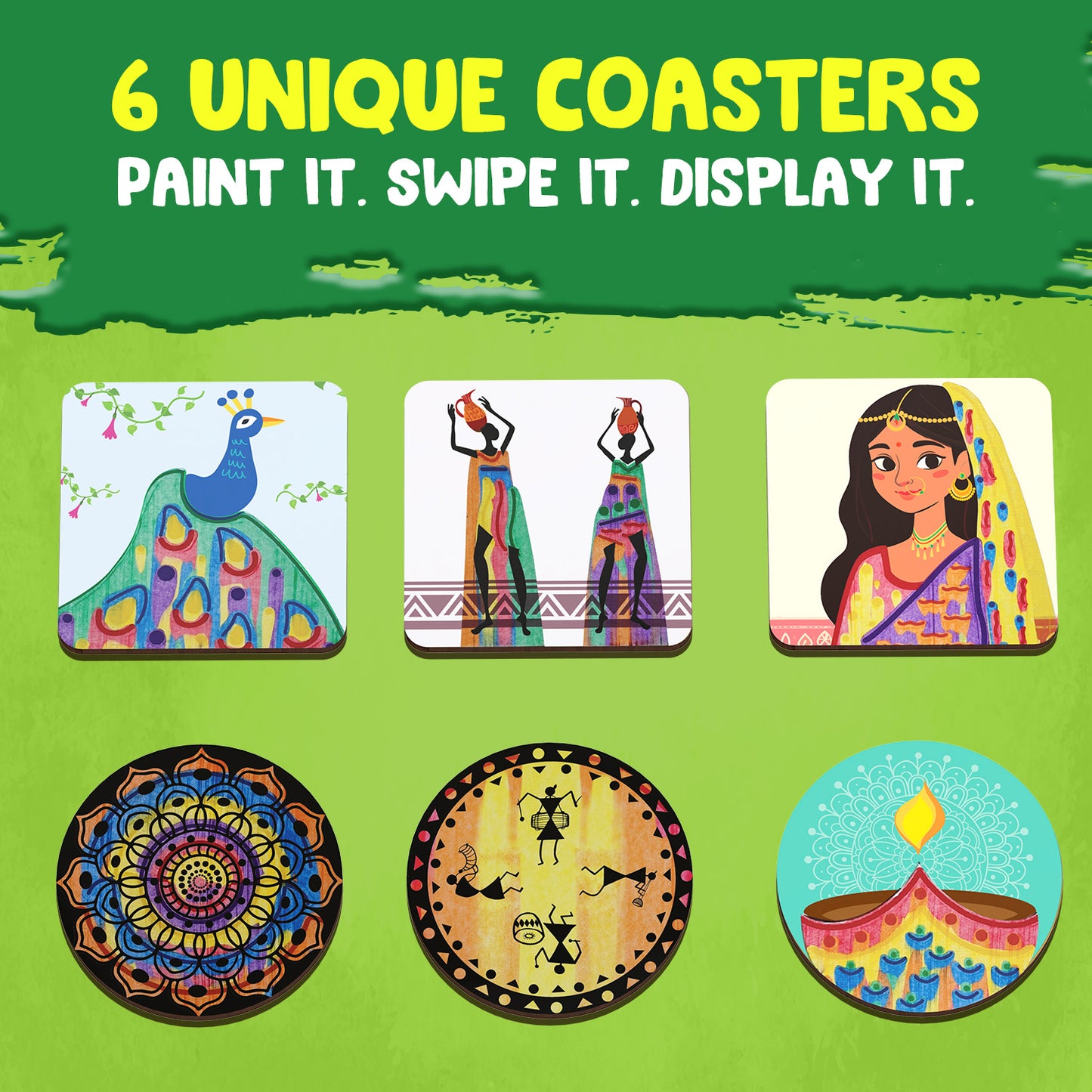 Smartivity Squeegee Art Coaster Kit STEM Toy for Kids 6+