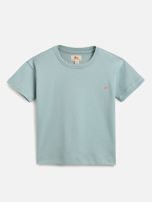 Light Blue Pure Cotton Comfort Oversized T-shirt for Boys