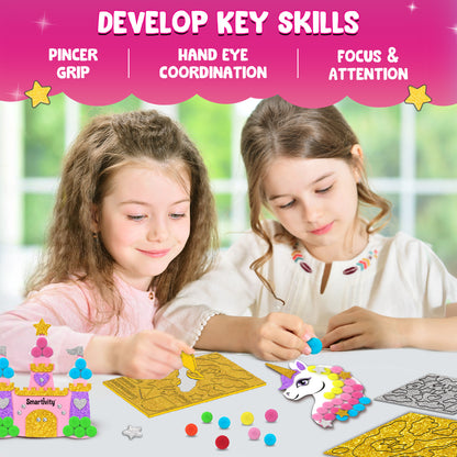 Smartivity POM POM MAGNET CRAFTS - Princess and Unicorn Magicland STEM Toy for Kids 4+