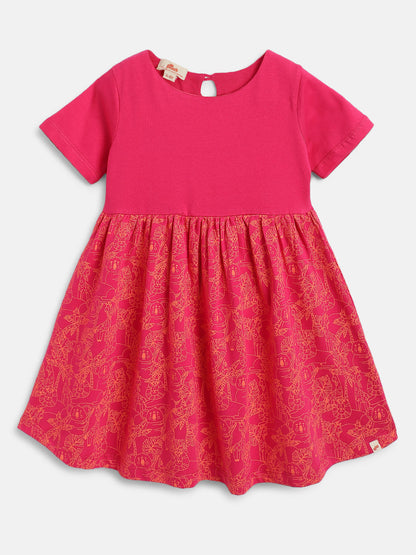 Animal Fun Super Soft Dress for Girls (Fuchsia Pink)