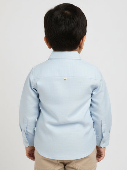 No Fuss Toddler Zip Shirt in Blue | Formal shirt with hidden zipper