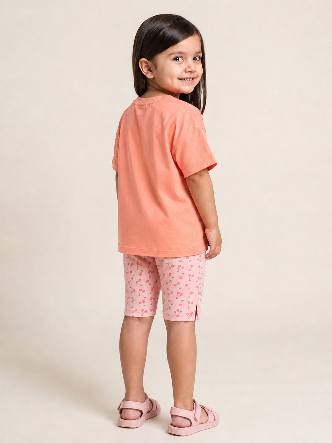 Fruity Fun Tights and Oversized T-shirt Set for Girls (Pink)