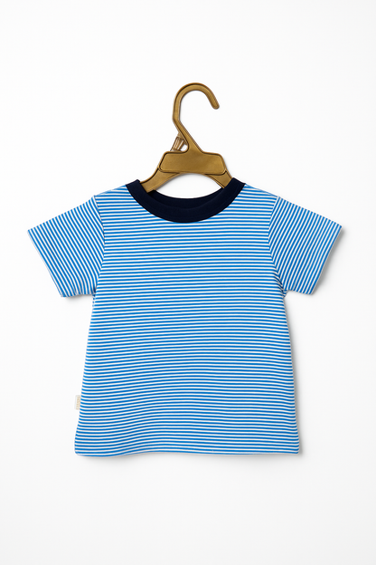 Yo! Tractor Organic Stripe Tee & Denim Short Set