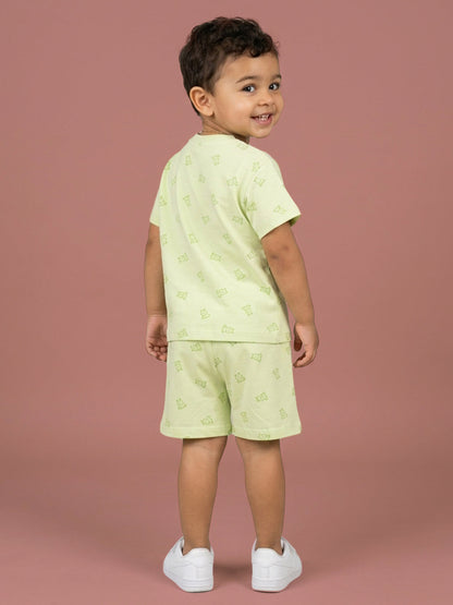 Peach Signature Oversized Coord Set for Kids (Lime Green)