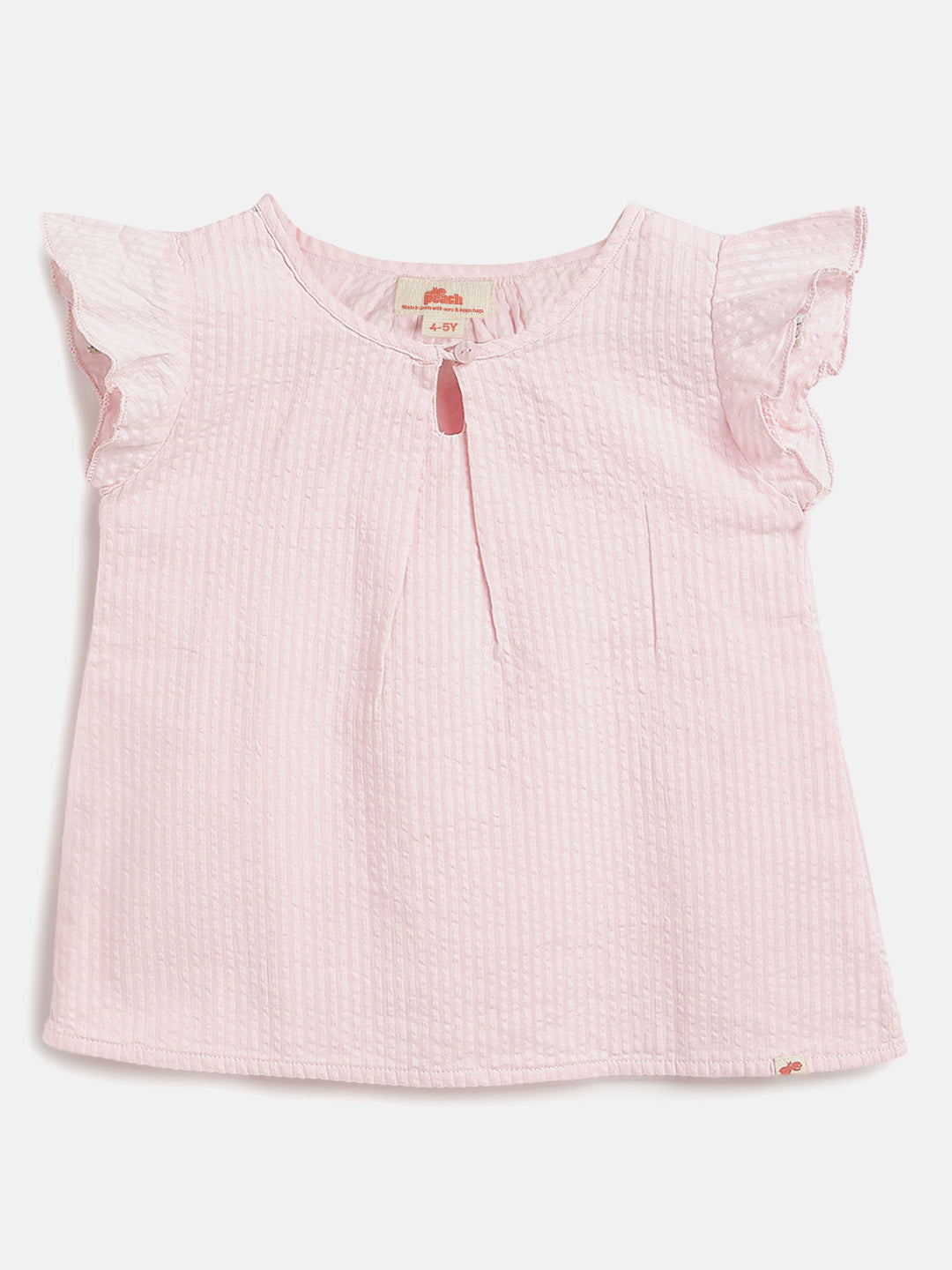 Pastel Hues Cotton Seersucker Top (Pink)