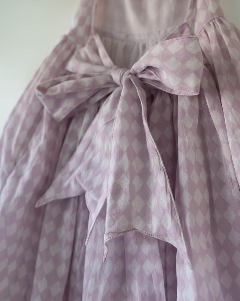 Bloom dress in lilac rhombus