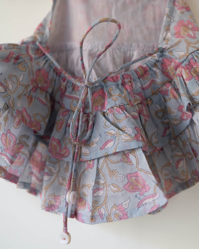 Flutter sky blue butterfly halter top skirt co-ord