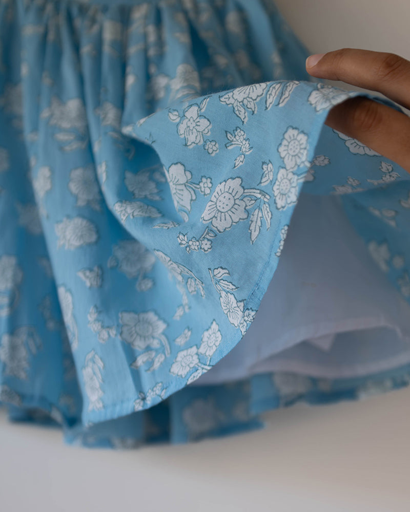 Blossom powder blue spaghetti top shorts set