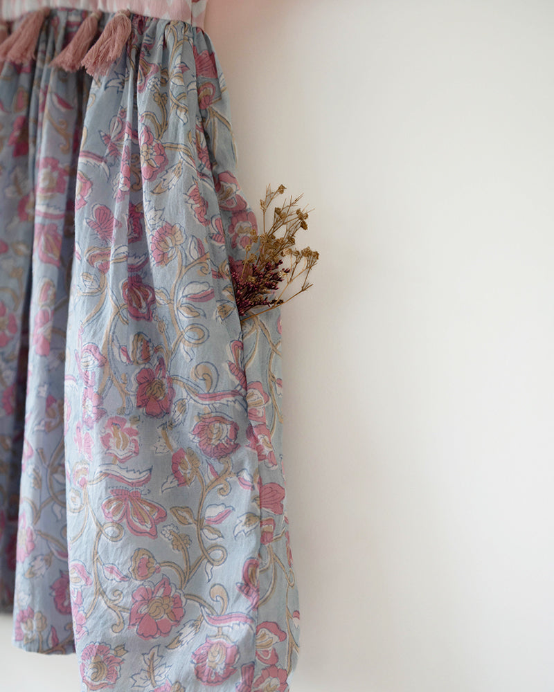 Tassel dress in sky blue butterfly