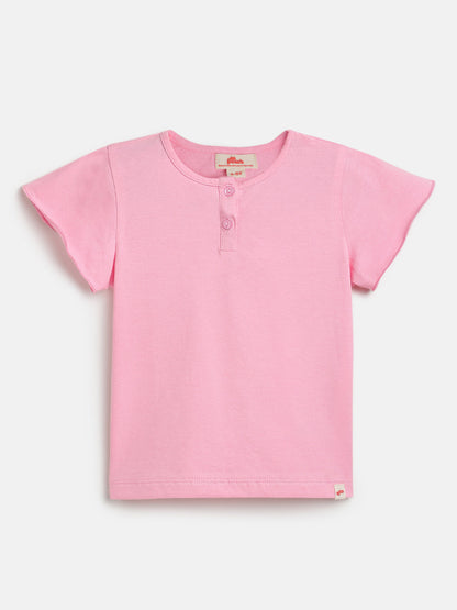 Button Up T-shirt in Pink