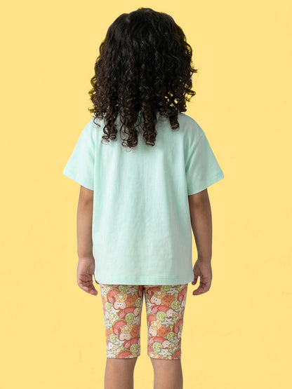 Fruity Fun Tights and Oversized T-shirt Set for Girls (Blue)