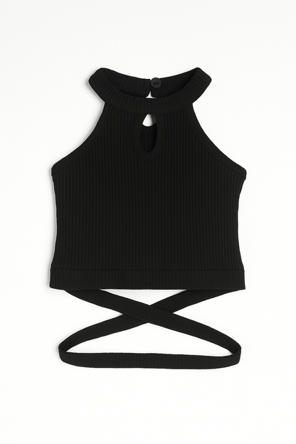 Midnight Noir Halter & Belted Short Set