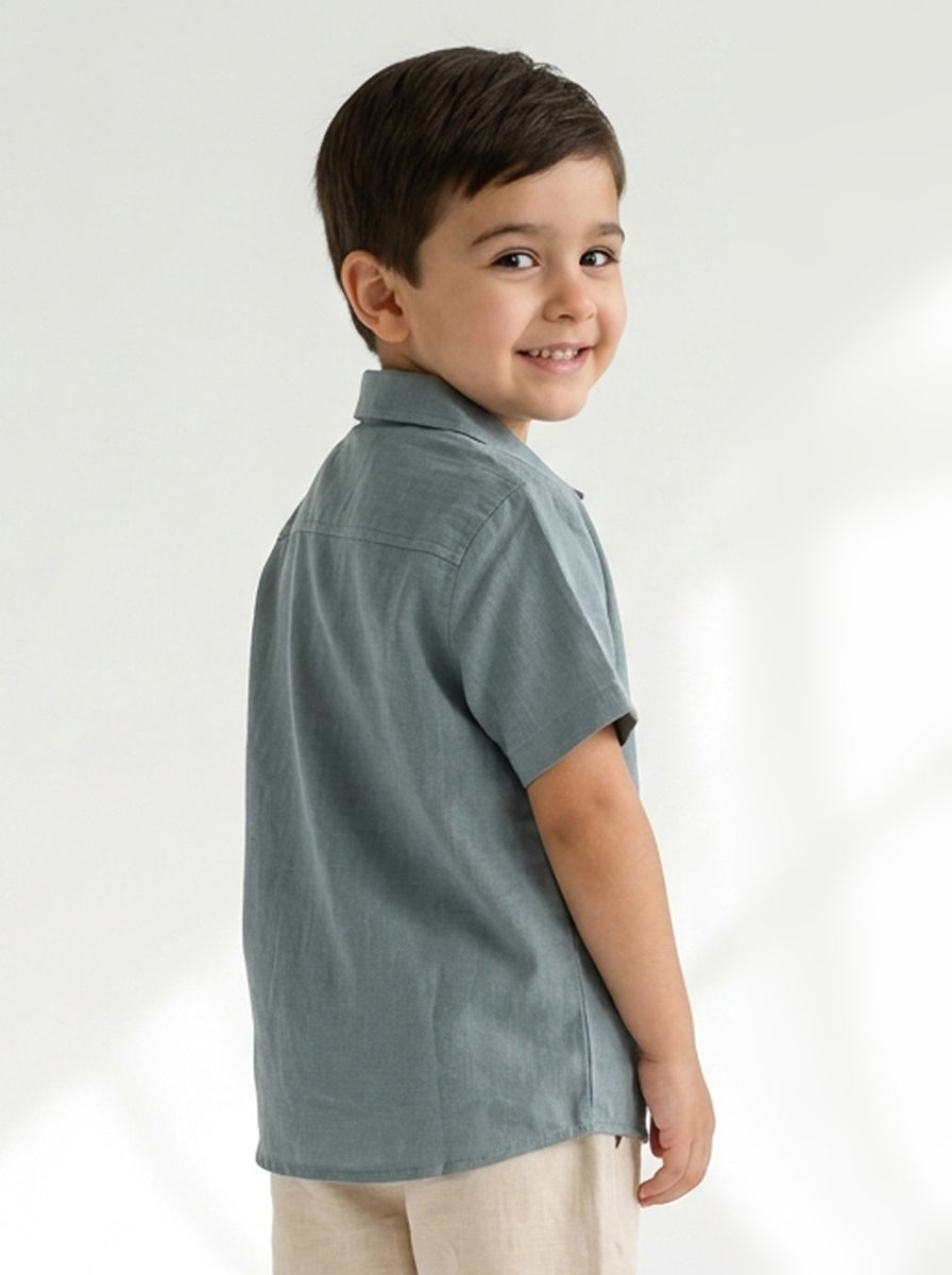 On Vacay Casual Resort Collared Shirt for Boys (Blue)