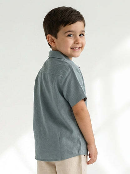 On Vacay Casual Resort Collared Shirt for Boys (Blue)