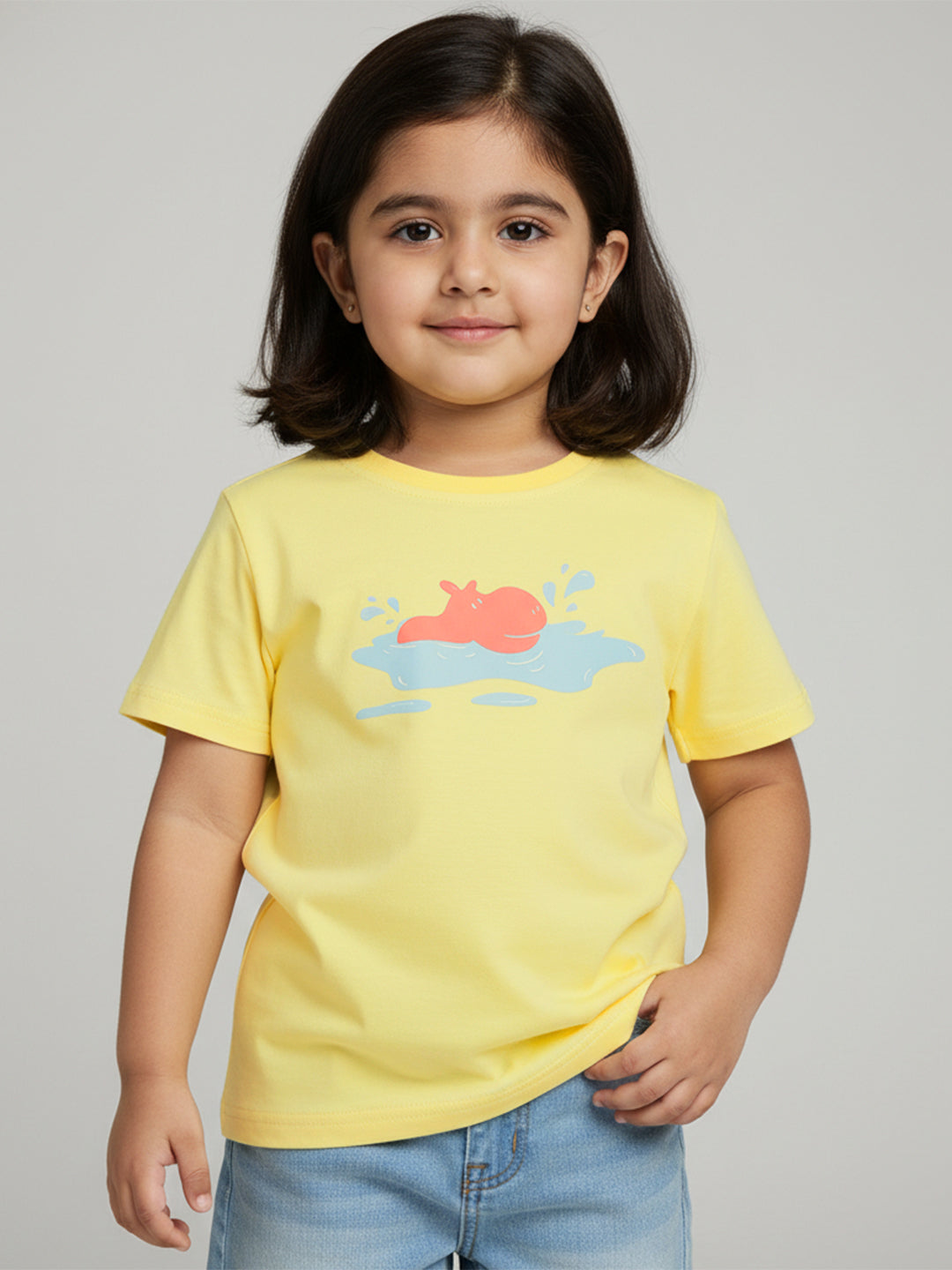 Puffy Peach The Hippo T-shirt in Yellow For Girls