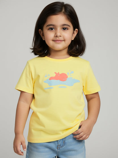 Puffy Peach The Hippo T-shirt in Yellow For Girls