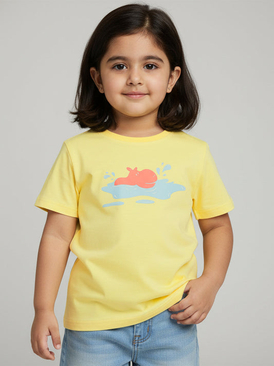 Puffy Peach The Hippo T-shirt in Yellow For Girls
