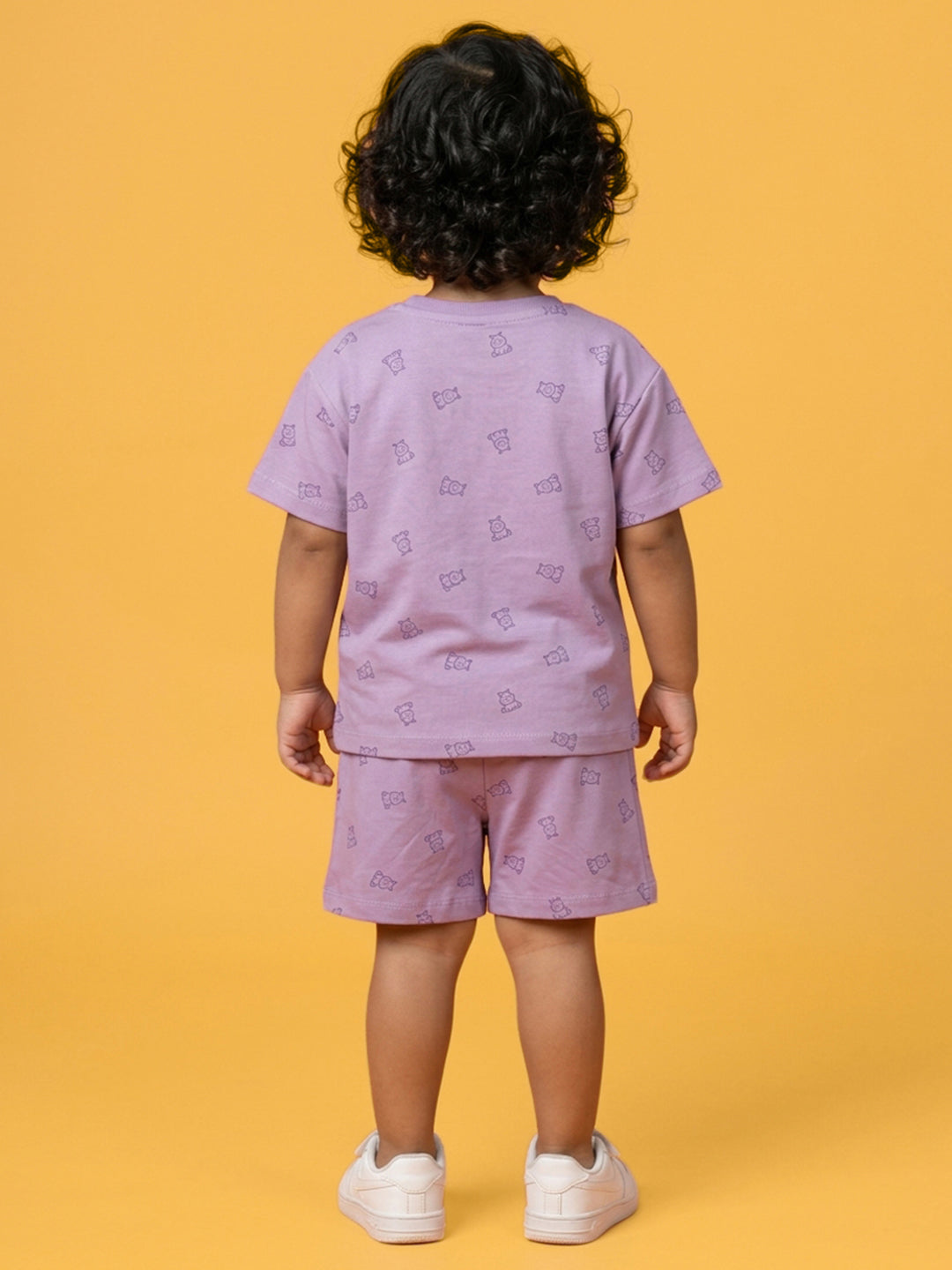 Peach Signature Oversized Coord Set for Kids (Purple)