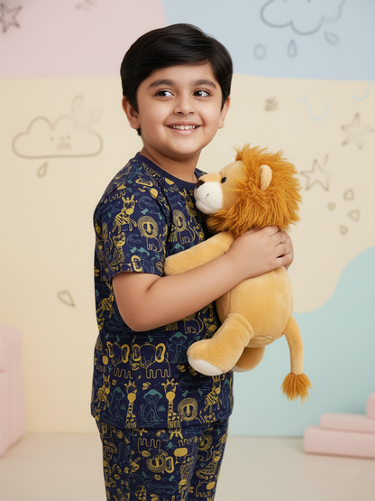 African Safari Coord Set for Boys (Navy Blue)