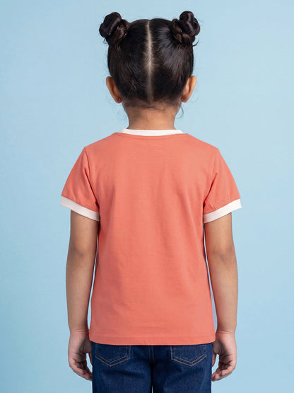 Everyday Basics: Value Pack of 2 100% Cotton T-shirt For Girls (Cream and Orange)