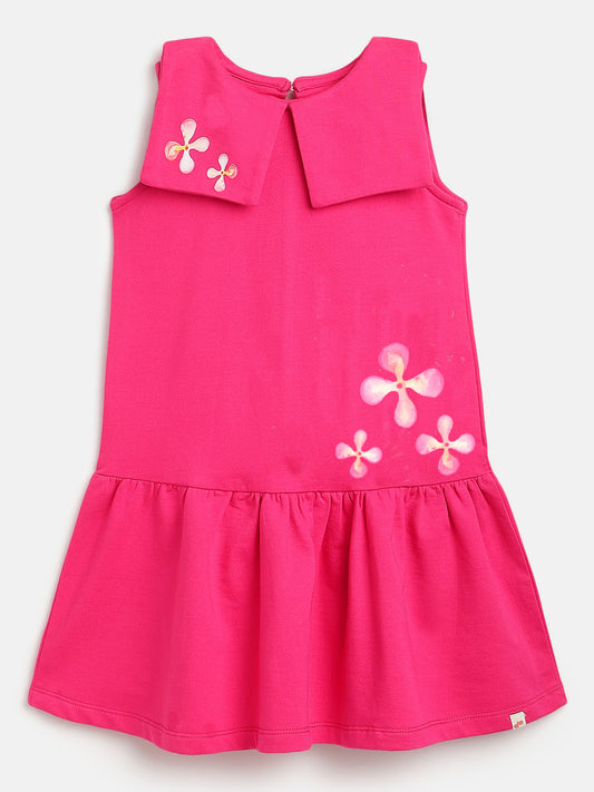 Peterpan Floral Sleeveless Dress for Girls (Fuchsia Pink)