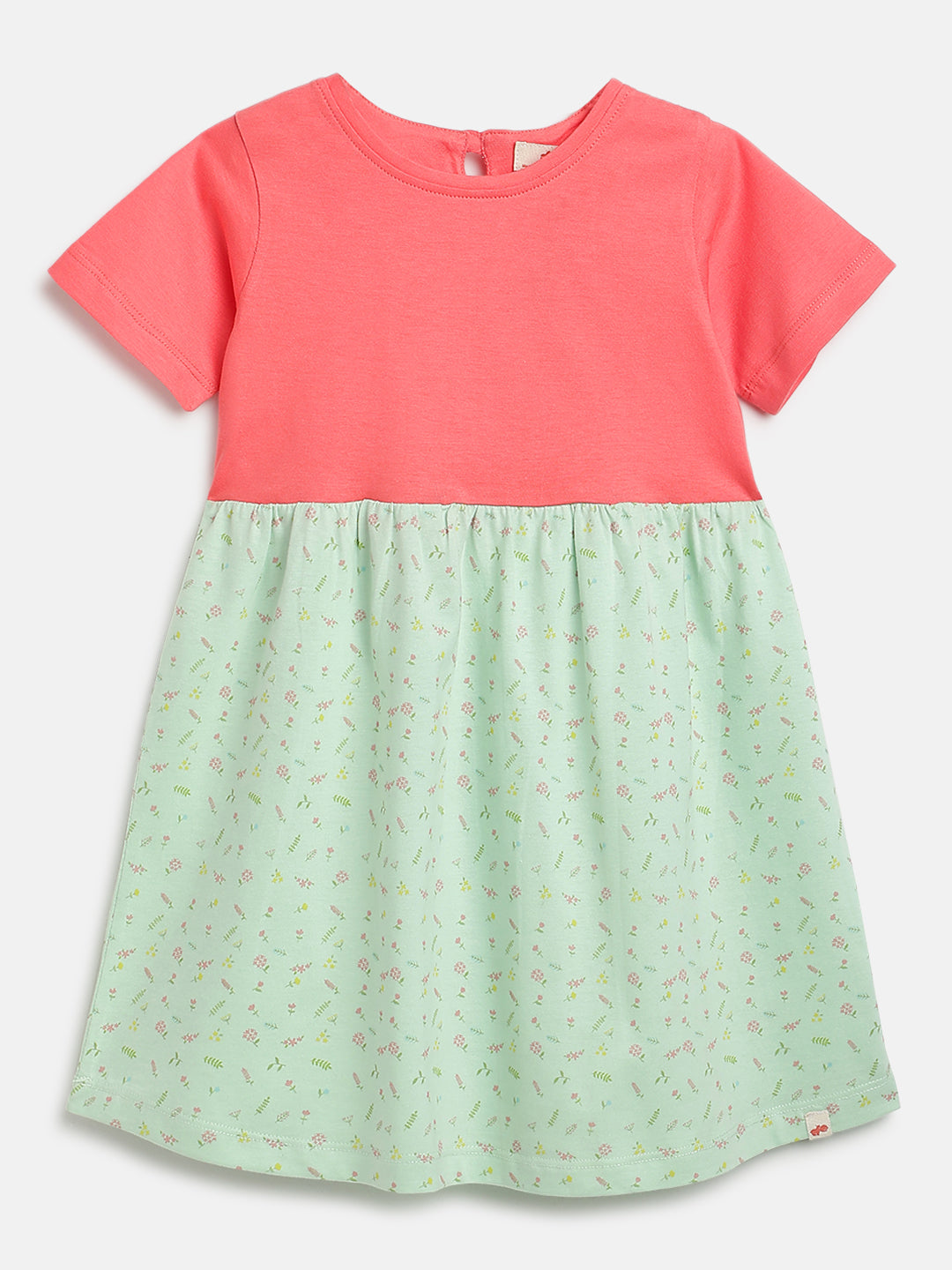 Floral Fun Super Soft Dress for Girls (Pink and Green)