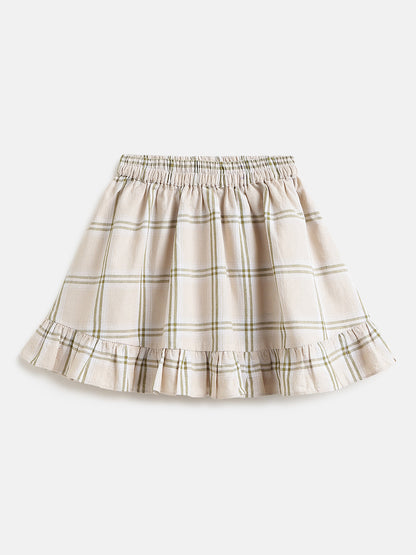 Twirl and Fun Flared Skirt (Green and Beige)
