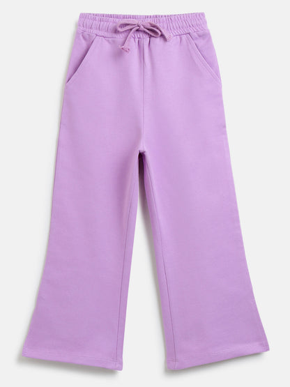 Purple Pop Cotton Flared Pants for Girls