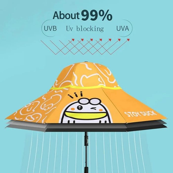3 Ducklings theme, Unique Mexican Hat Style Kids Umbrella, 5-12 years, Orange