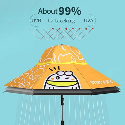 3 Ducklings theme, Unique Mexican Hat Style Kids Umbrella, 5-12 years, Orange
