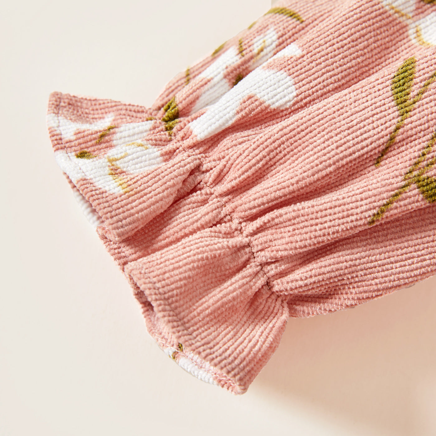 Baby Girl Floral Long-Sleeve Ruffle-Collar Dress – Pink