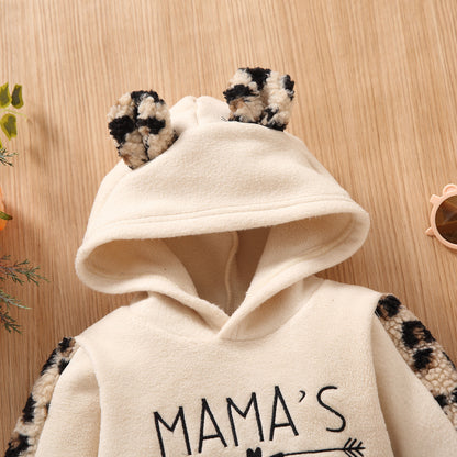 Baby Girl Trendy Leopard Print Full Fleece Set Captioned “ Mamas Bestie”