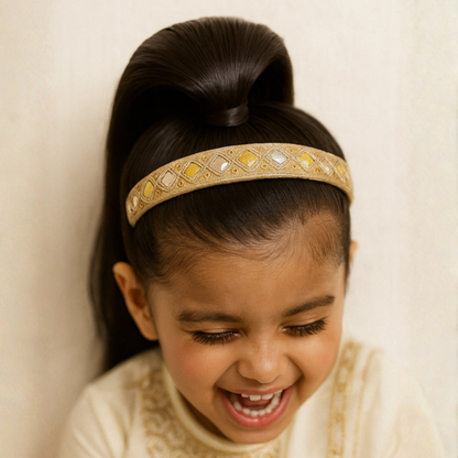 Choko Embroidered Work Hair Band for Girls with Soft Base for Festive Wear