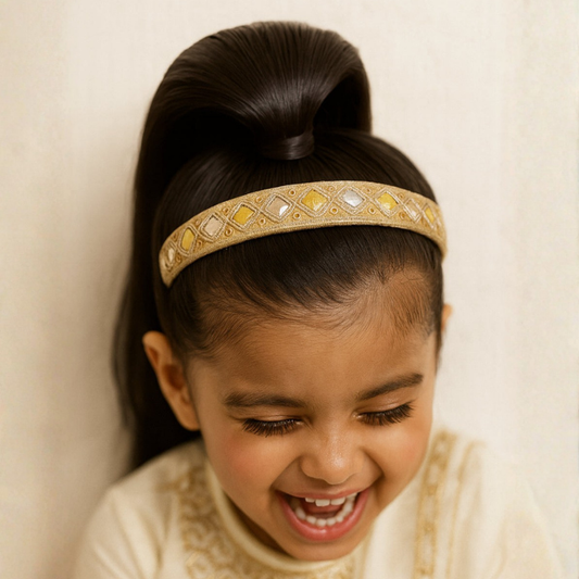 Choko Embroidered Work Hair Band for Girls with Soft Base for Festive Wear