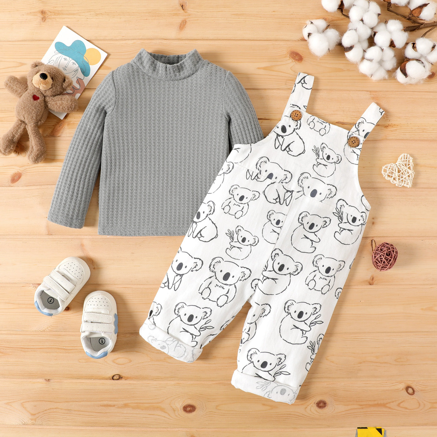Baby boy/girl panda printed 2pc romper set