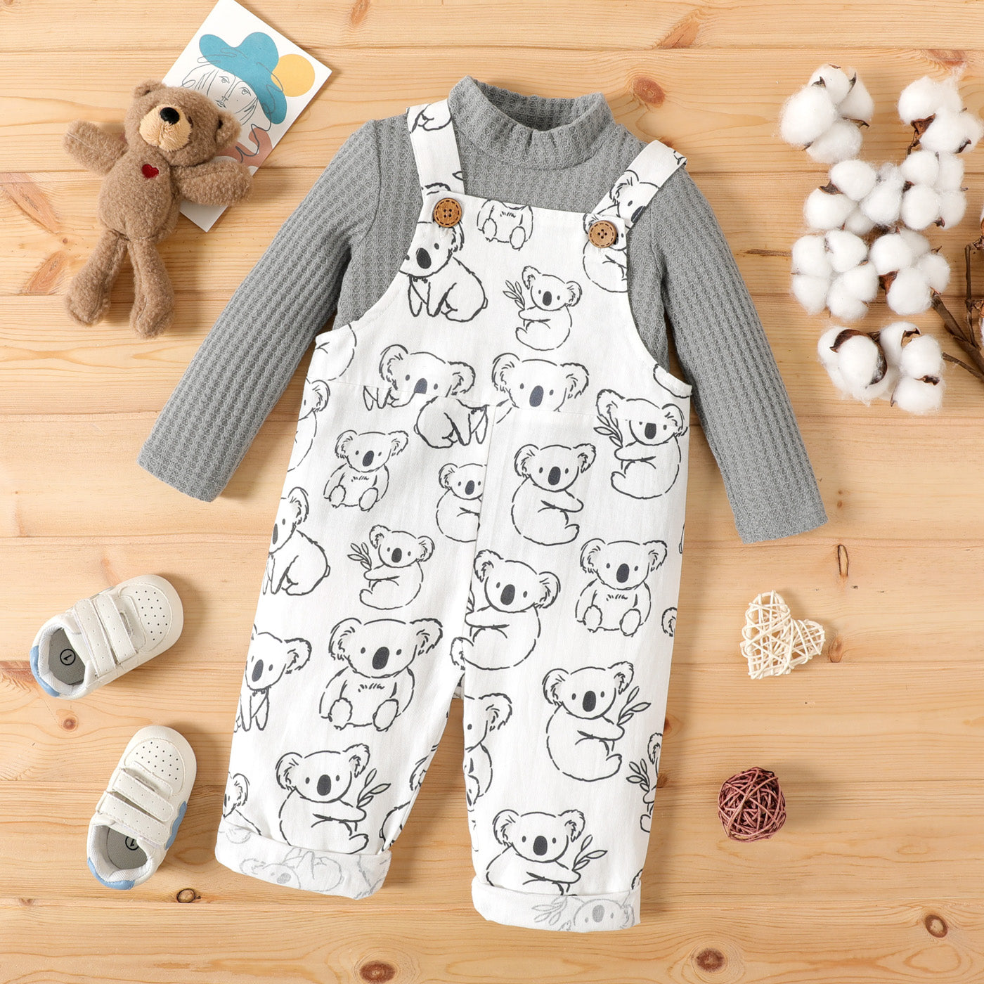 Baby boy/girl panda printed 2pc romper set