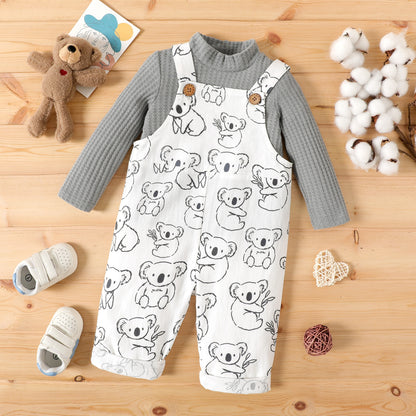 Baby boy/girl panda printed 2pc romper set
