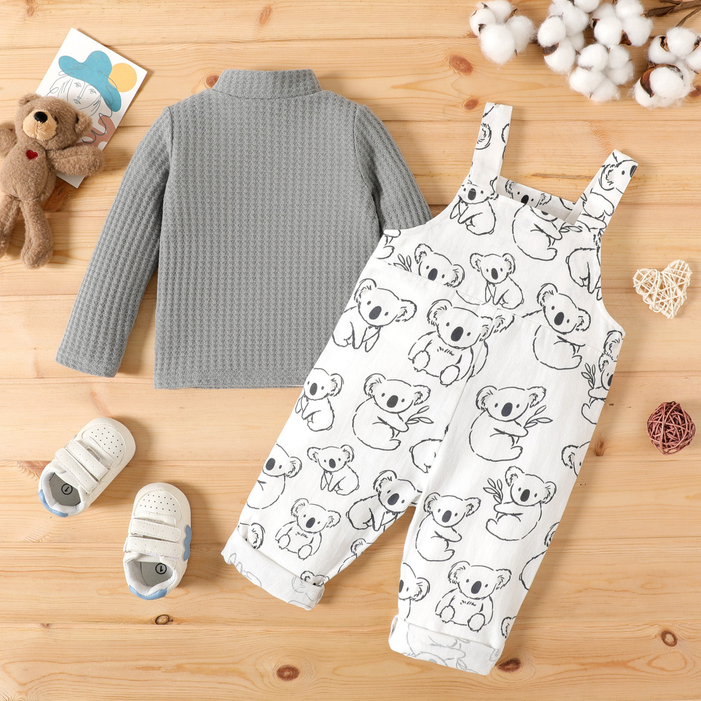 Baby boy/girl panda printed 2pc romper set
